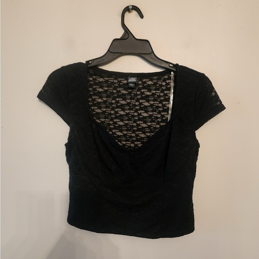 Wild fable black cropped top see thru back size small